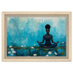 Black Woman Meditating with Water Lilies African American Wall Art