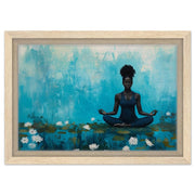 Alternate view of Black Woman Meditating with Water Lilies African American wall art canvas print