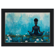 Black Woman Meditating with Water Lilies African American wall art for home decor