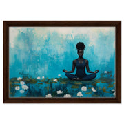 Black Woman Meditating with Water Lilies African American wall art artwork view