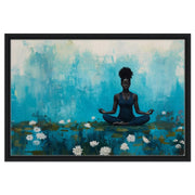 Black Woman Meditating with Water Lilies African American wall art canvas print by MoomZee Artwork