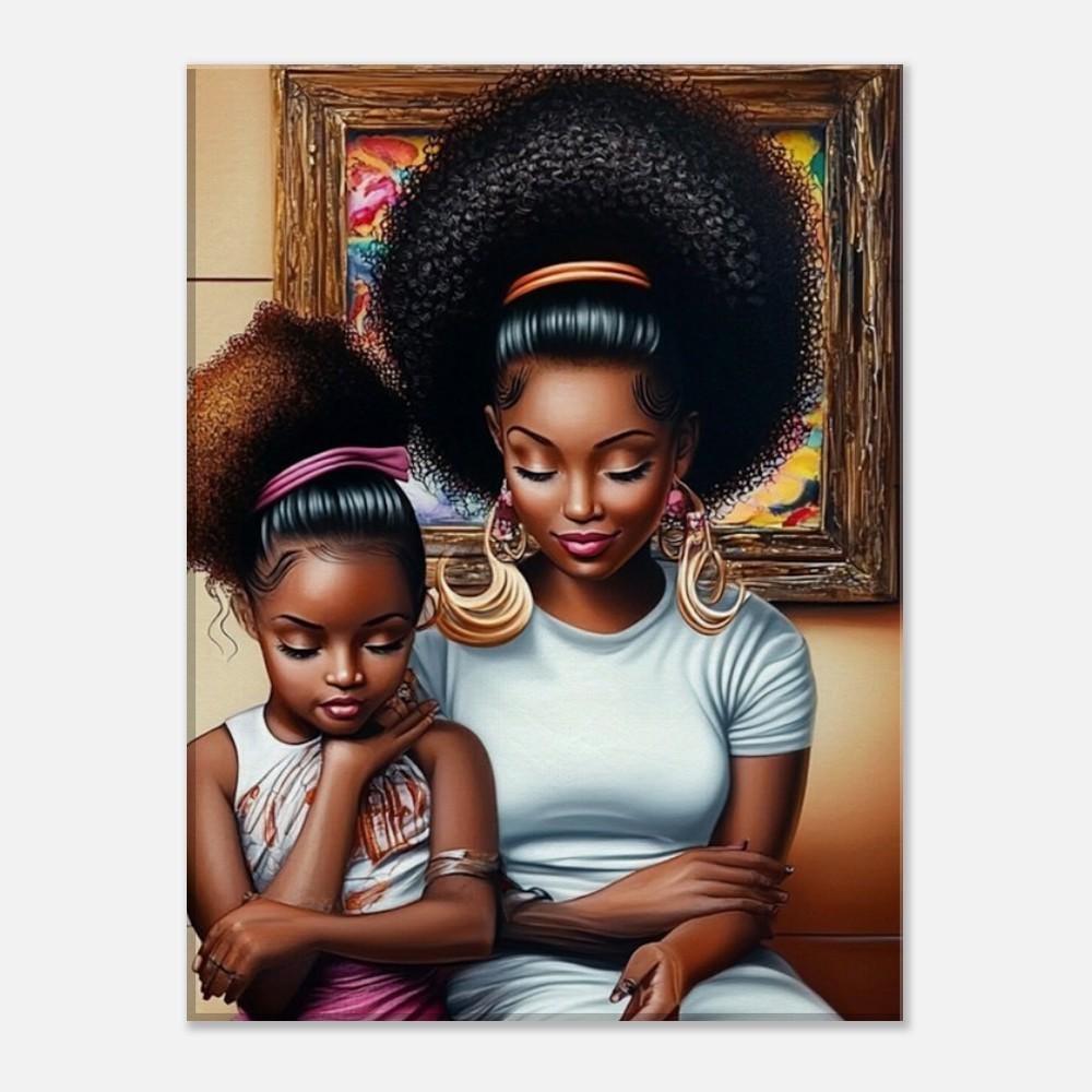 Mother and Daughter in Salon | African American Art | Black Family Bond Canvas Print | Melanin Wall Art | Modern Home Decor