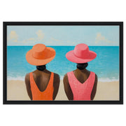 Black Women Relaxing at Beach Coastal Black woman wall art for home decor