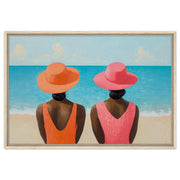 Black Women Relaxing at Beach Coastal Black woman wall art canvas print by MoomZee Artwork