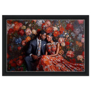 Alternate view of Elegant Black Couple in Floral Setting Love Black love wall art canvas print