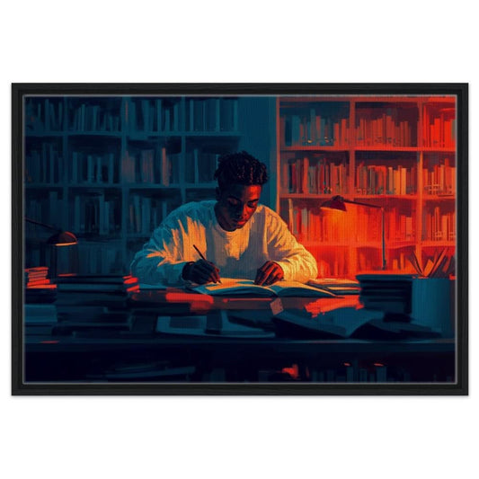 Black Student Studying Art | African American Giclée Print | Educational Library Wall Art | Motivational Modern Decor