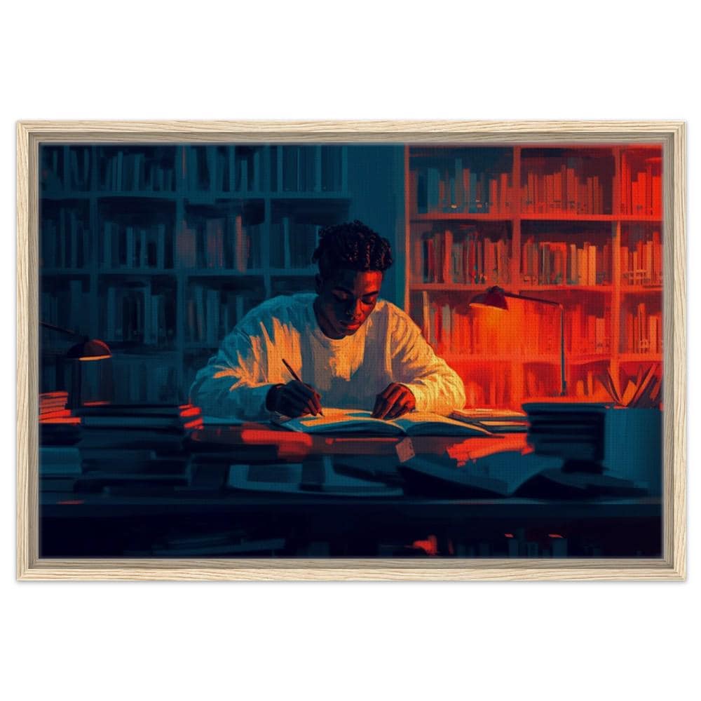 Black Student Studying Art | African American Giclée Print | Educational Library Wall Art | Motivational Modern Decor