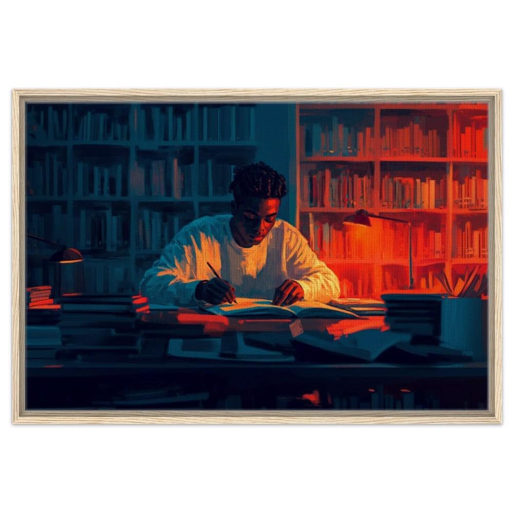 Black Student Studying Art | African American Giclée Print | Educational Library Wall Art | Motivational Modern Decor