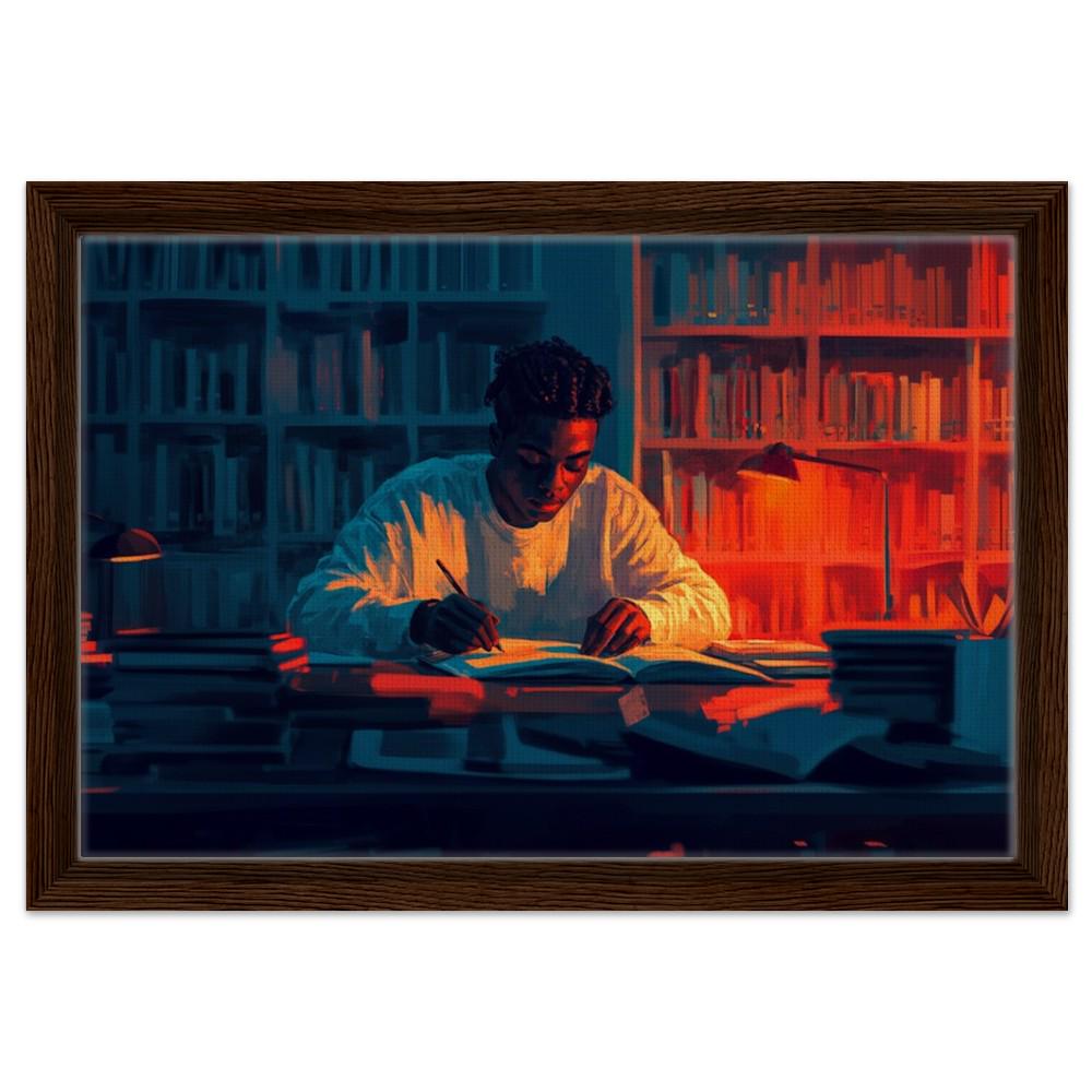 Black Student Studying Art | African American Giclée Print | Educational Library Wall Art | Motivational Modern Decor