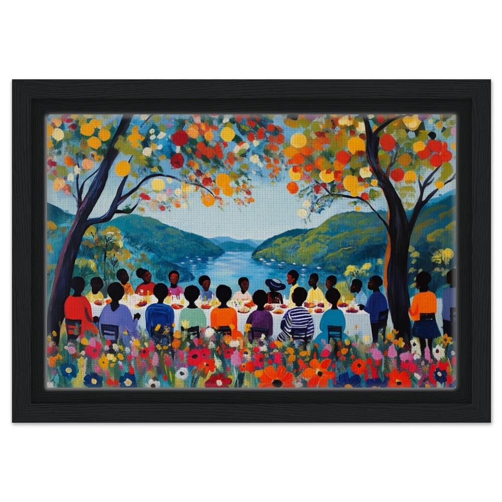 Black Family Reunion Art | African American Giclée Print | Colorful Gathering Wall Art | Vibrant Outdoor Family Scene