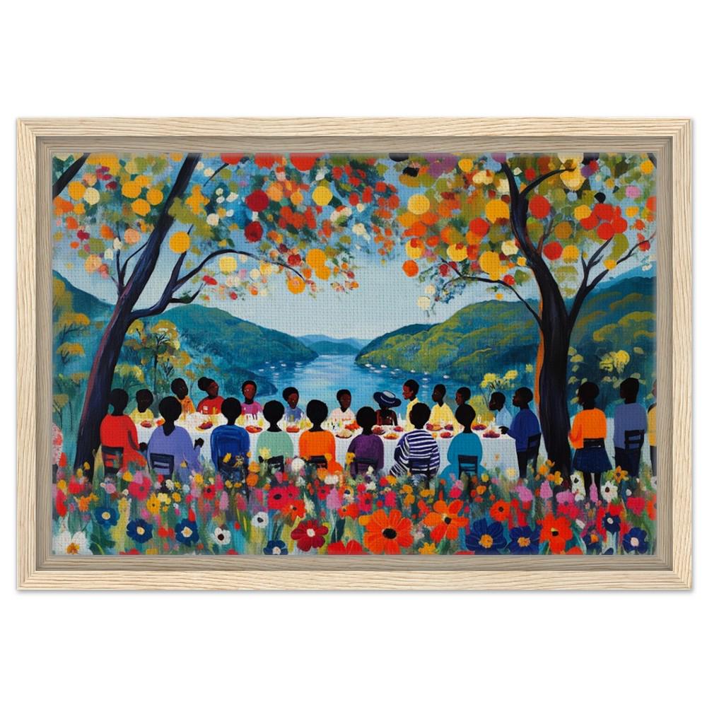 Black Family Reunion Art | African American Giclée Print | Colorful Gathering Wall Art | Vibrant Outdoor Family Scene