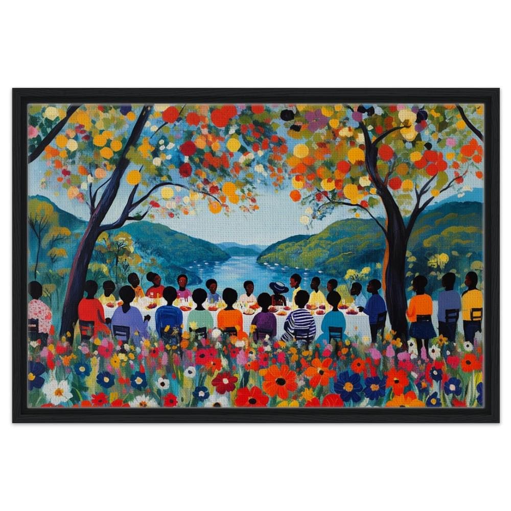 Black Family Reunion Art | African American Giclée Print | Colorful Gathering Wall Art | Vibrant Outdoor Family Scene