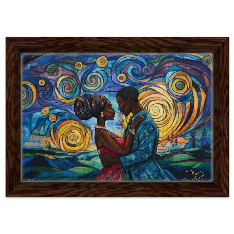 Black Couple Under Colorful Sky African American Love Wall Art