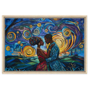 Black Couple Under Colorful Sky Love Black love wall art canvas print by MoomZee Artwork