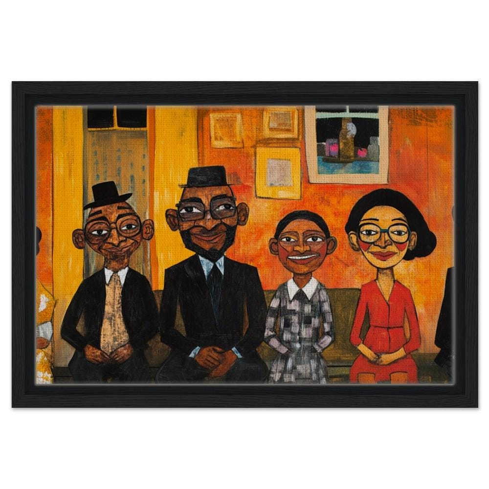 Vibrant Black Family Gathering | Giclée Print | African American Art | Whimsical Family Portrait Wall Art