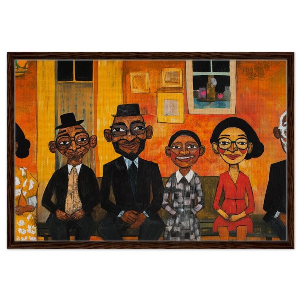 Vibrant Black Family Gathering | Giclée Print | African American Art | Whimsical Family Portrait Wall Art