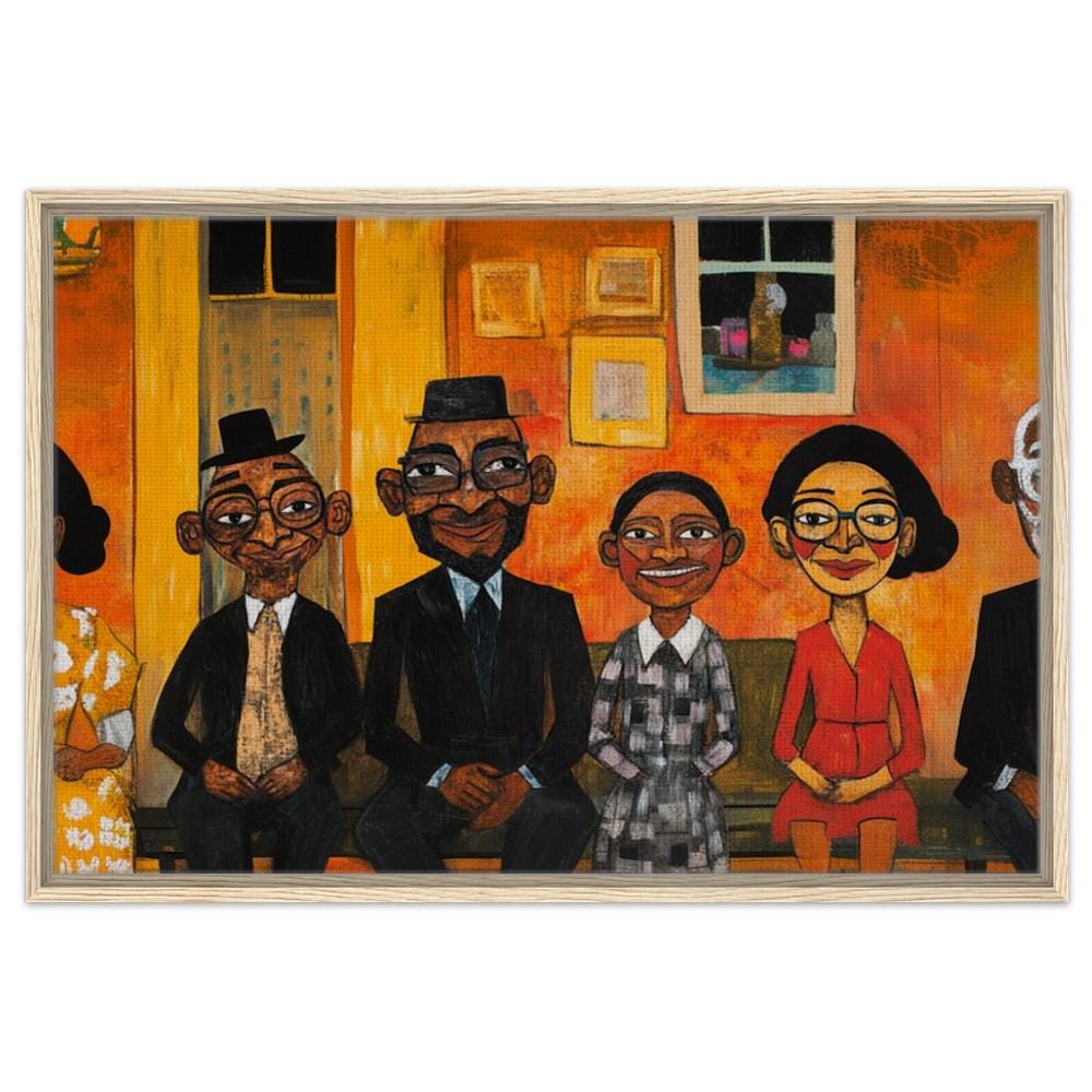 Vibrant Black Family Gathering | Giclée Print | African American Art | Whimsical Family Portrait Wall Art