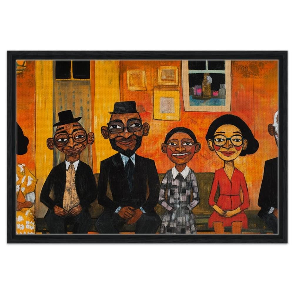 Vibrant Black Family Gathering | Giclée Print | African American Art | Whimsical Family Portrait Wall Art