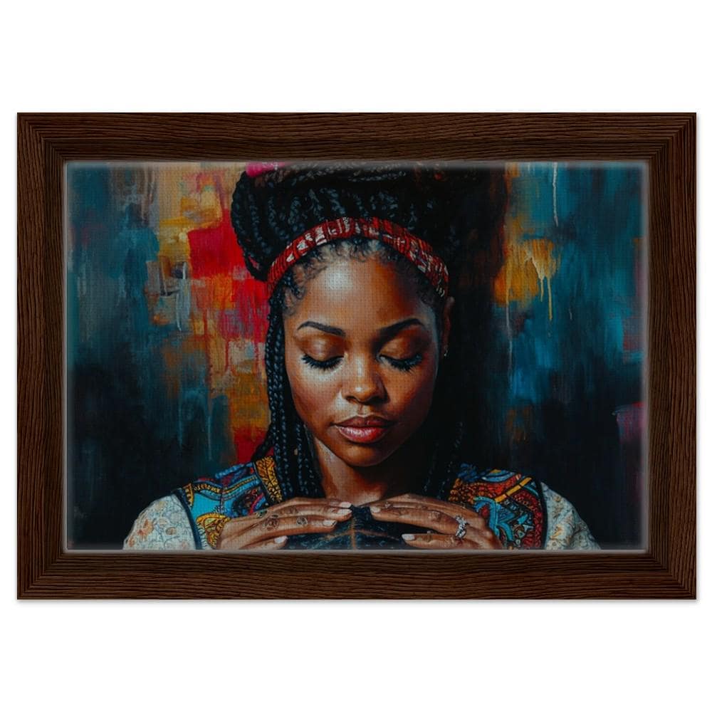 Braided Beauty | African American Art | Black Woman Canvas Print | Motherhood Wall Art | Vibrant Cultural Home Decor