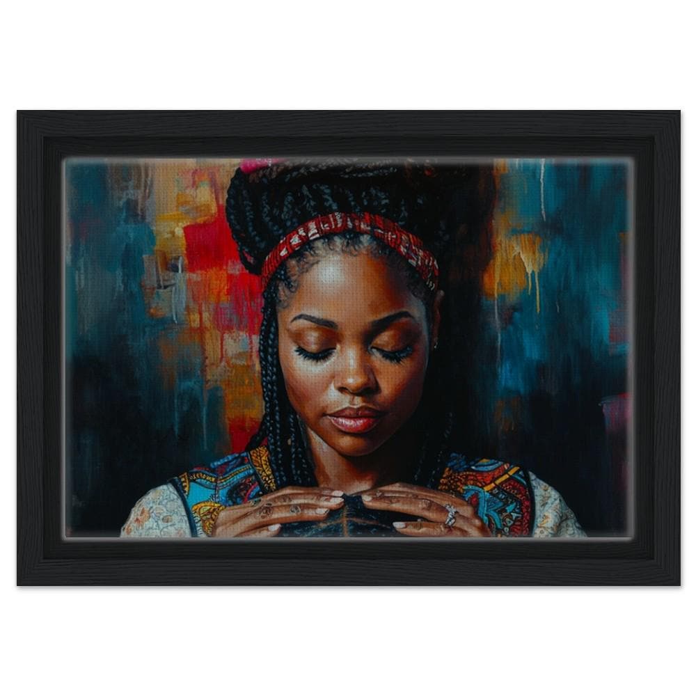 Braided Beauty | African American Art | Black Woman Canvas Print | Motherhood Wall Art | Vibrant Cultural Home Decor