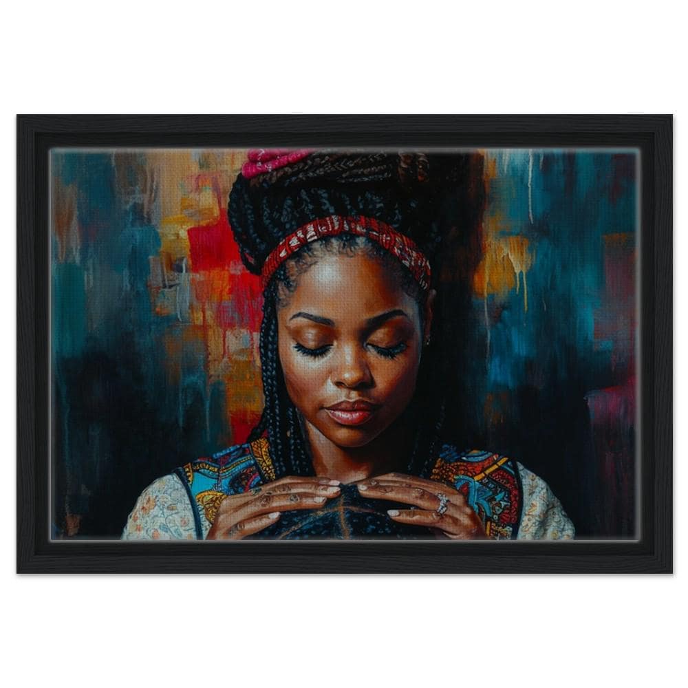 Braided Beauty | African American Art | Black Woman Canvas Print | Motherhood Wall Art | Vibrant Cultural Home Decor