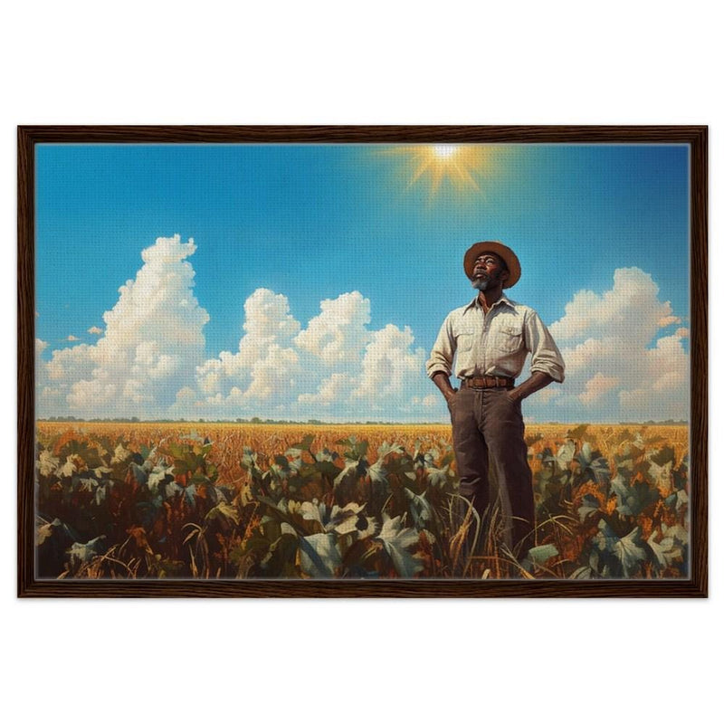 Black Farmer in Golden Field African American Rural Wall Art