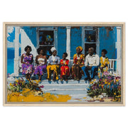 Black Family Generations on Porch Black family wall art for home decor