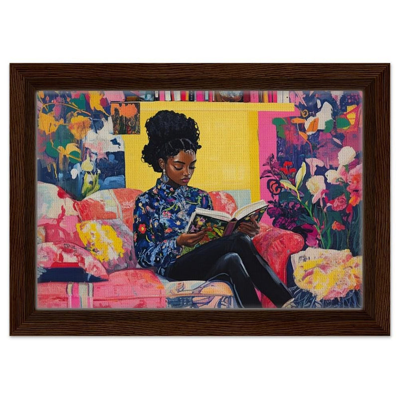 Elegant Black Woman Reading African American Cultural Wall Art