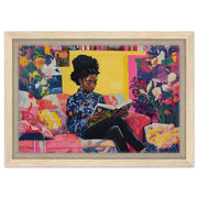 Elegant Black Woman Reading Cultural cultural wall decor print by MoomZee Artwork