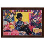 Elegant Black Woman Reading Cultural African American wall art canvas print by MoomZee Artwork