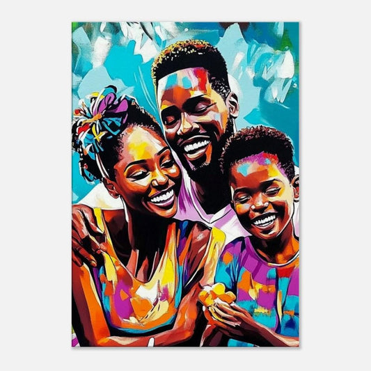 Black Family Picnic | African American Art | Colorful Abstract Canvas Print | Family Bond Wall Art | Joyful Home Decor