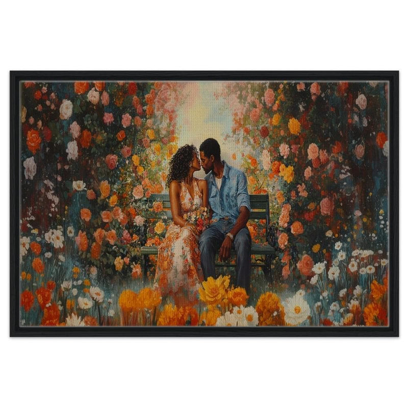Romantic Black Couple Garden Scene African American Wall Art