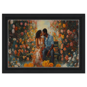 Romantic Black Couple Garden Scene Black love wall art artwork by MoomZee Artwork
