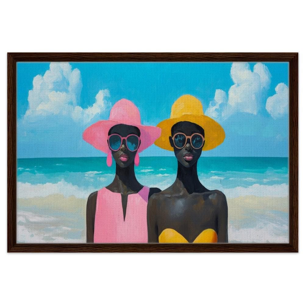 Black Women at the Beach Art | African American Friends Vibrant Canvas | Summer Vibes Home Decor