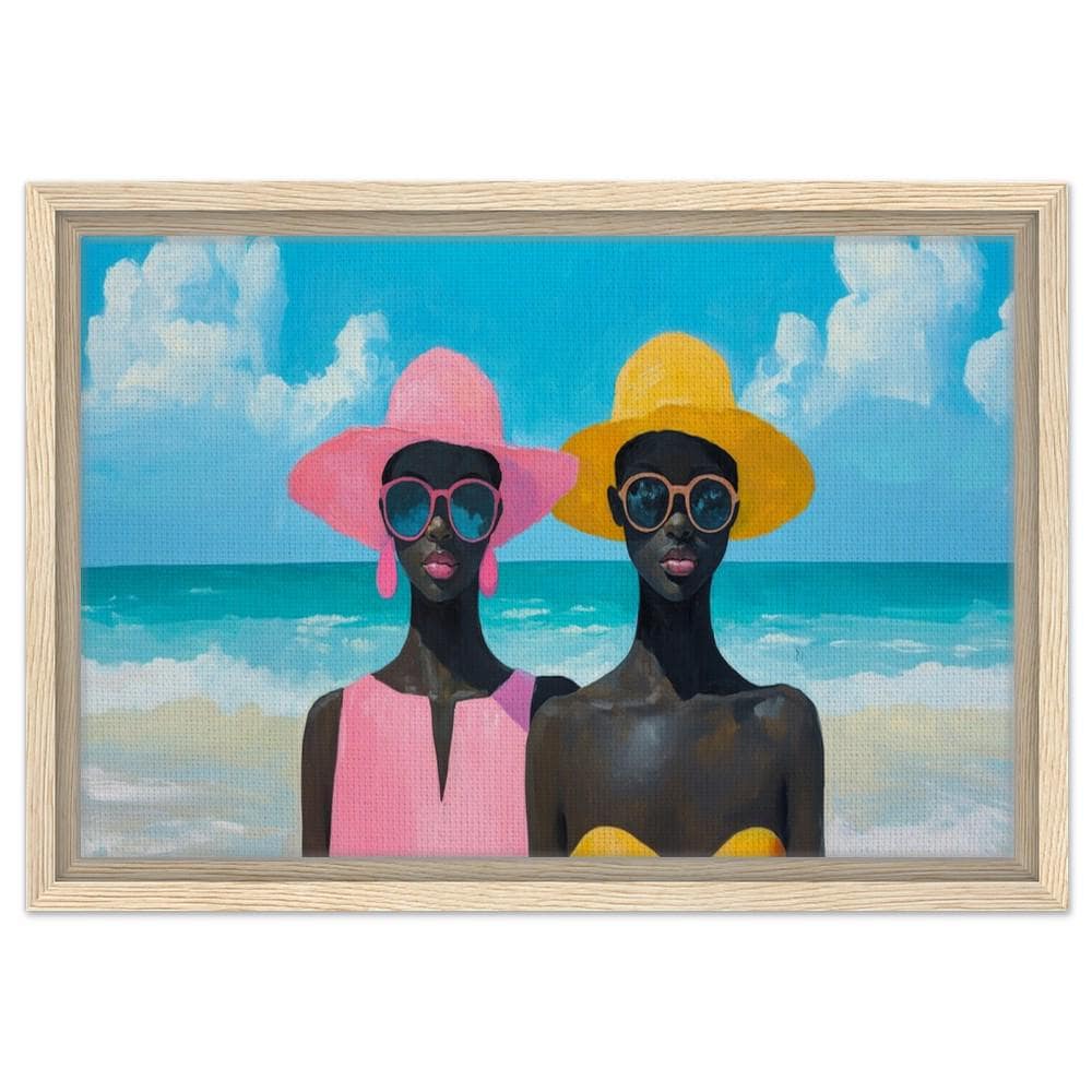 Black Women at the Beach Art | African American Friends Vibrant Canvas | Summer Vibes Home Decor