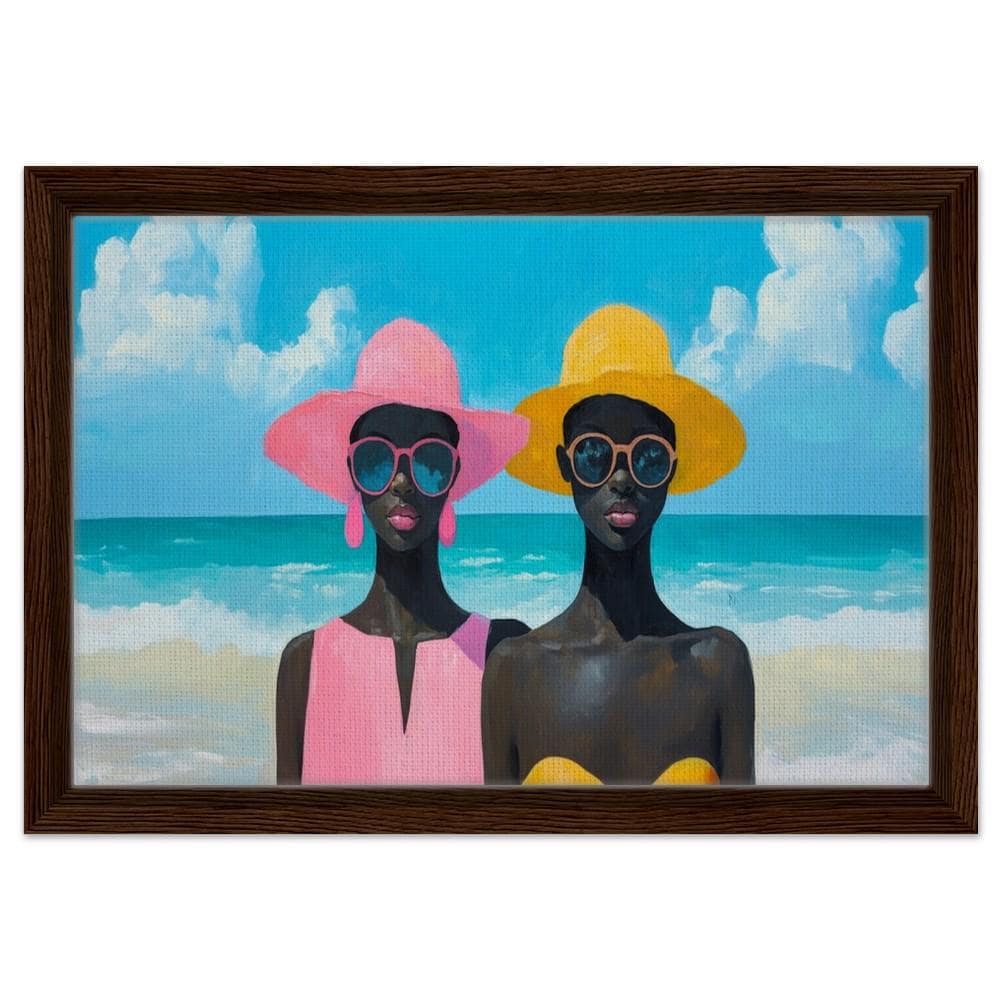 Black Women at the Beach Art | African American Friends Vibrant Canvas | Summer Vibes Home Decor