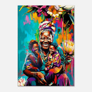 Alternate view of Grandmother and Kids Black children wall art canvas print