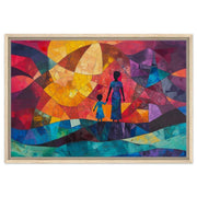 Black Mother and Child Abstract cultural wall decor print by MoomZee Artwork