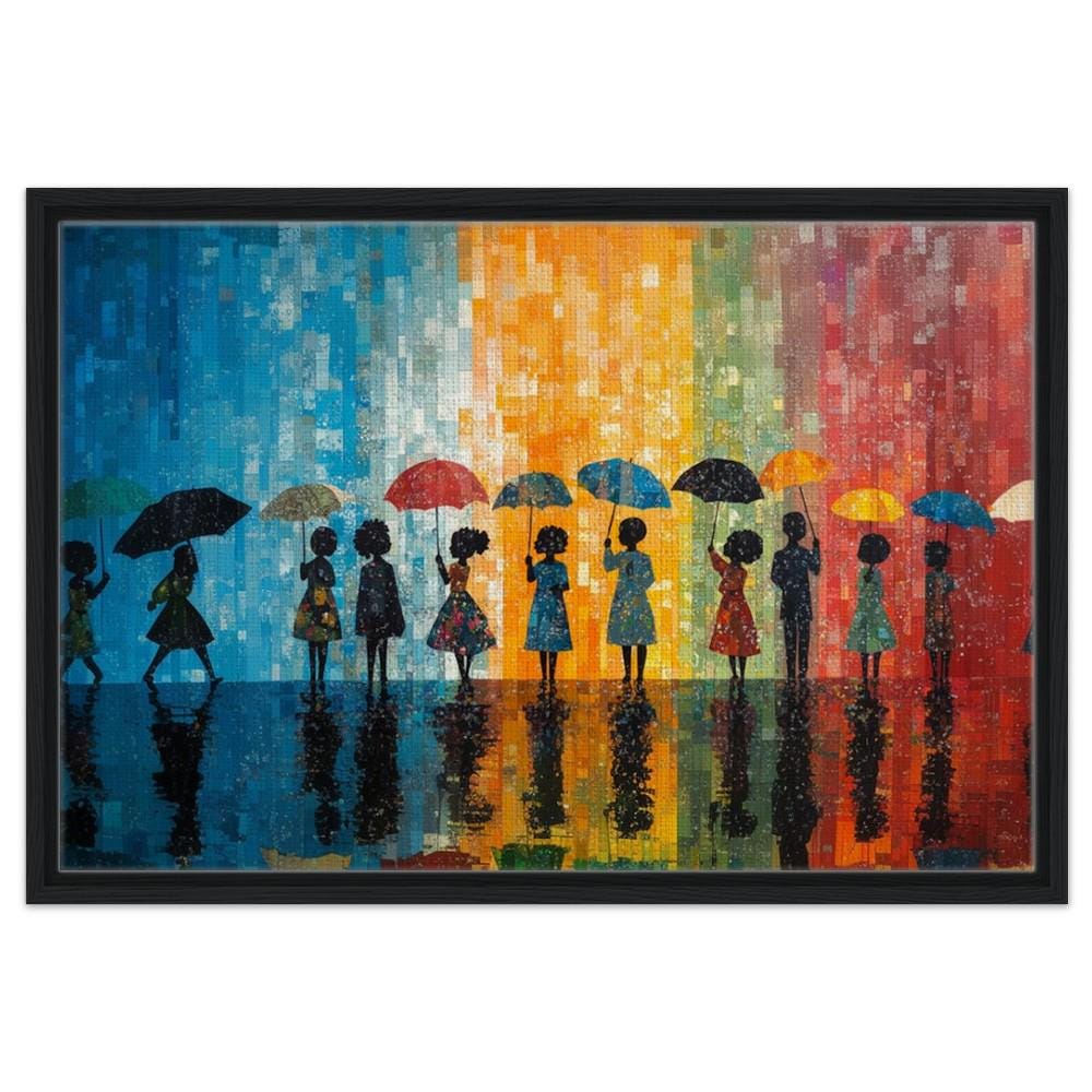 Black Women with Umbrellas African American Abstract Wall Art