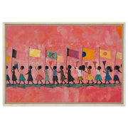 Black Children Marching cultural wall decor print by MoomZee Artwork