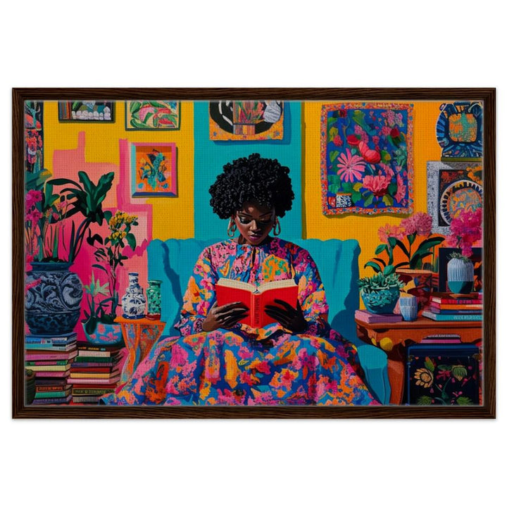 African American Art Black Woman Reading Canvas Wall Art