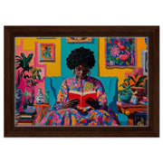 Black Woman Reading African American wall art canvas print by MoomZee Artwork