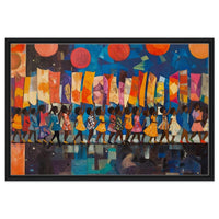 Marching Black Children African American wall art featuring vibrant colors and expressive figures celebrating unity and joy.