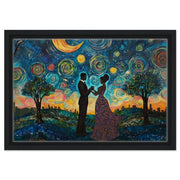 Black Couple Dancing Under Starry Sky cultural wall decor print by MoomZee Artwork