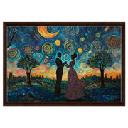 Black Couple Dancing Under Starry Sky Black love wall art artwork view
