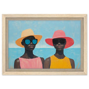 Black Women Beach Summer cultural wall decor print by MoomZee Artwork