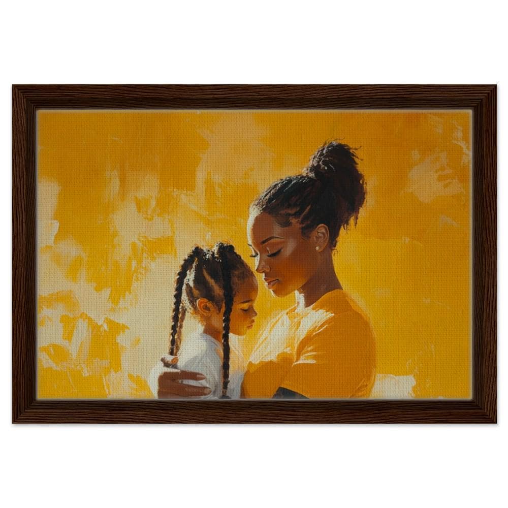 Black Mother and Child Art | African American Family Love Canvas | Emotional Motherhood Wall Art | Vibrant Home Decor