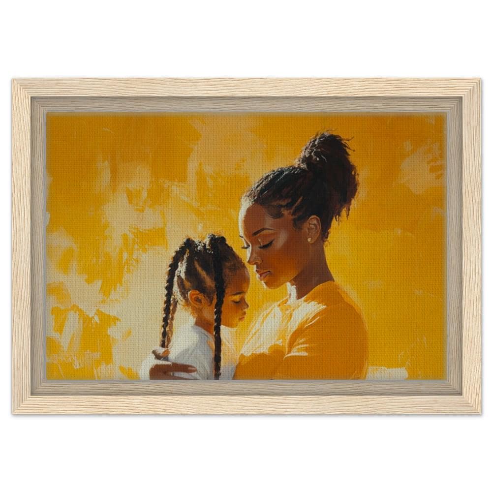 Black Mother and Child Art | African American Family Love Canvas | Emotional Motherhood Wall Art | Vibrant Home Decor