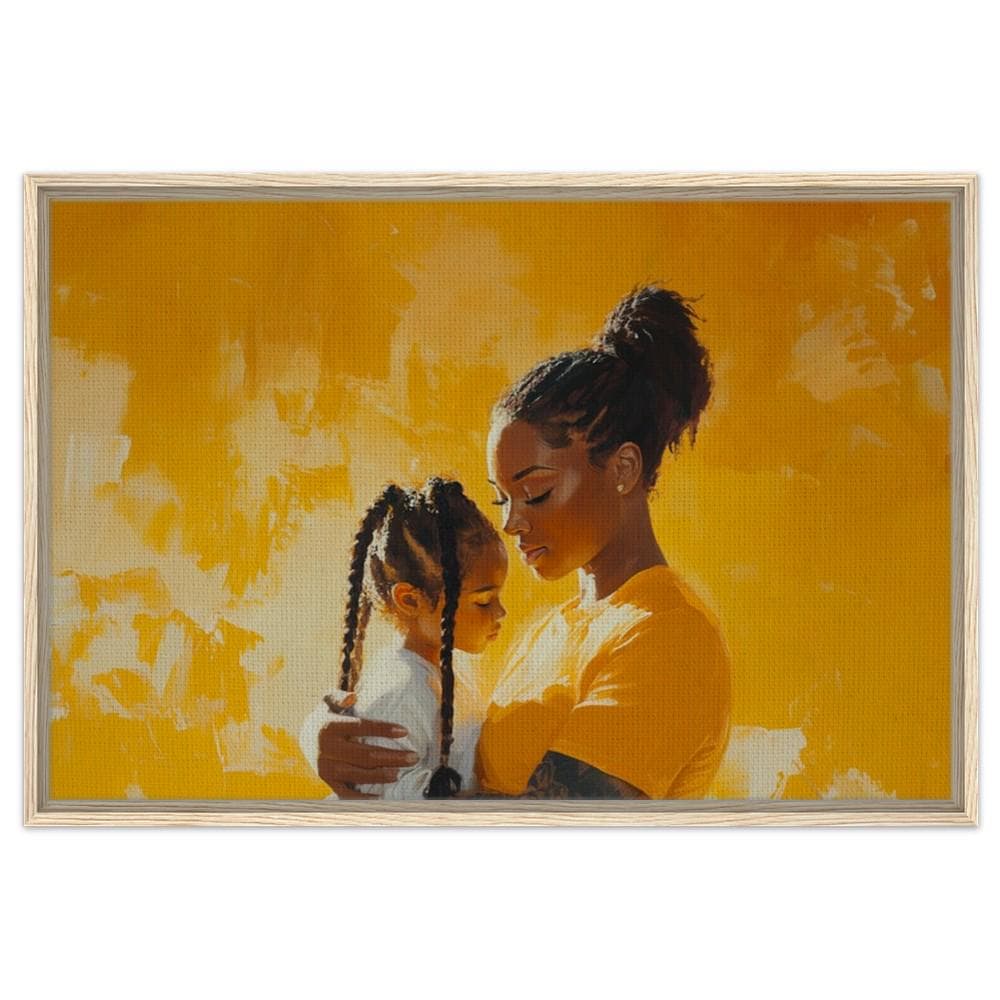 Black Mother and Child Art | African American Family Love Canvas | Emotional Motherhood Wall Art | Vibrant Home Decor