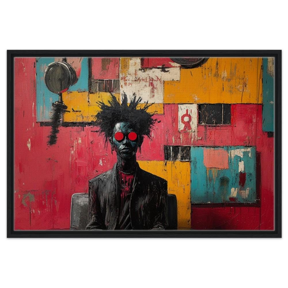 Afro-Punk Black Man in Barbershop, stylish african american wall art capturing vibrant culture and expression.